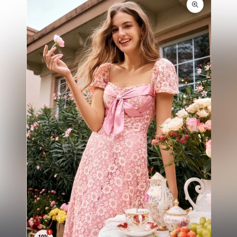 Lait Collection JAYDEN PINK LACE MAXI DRESS size L
NWOT